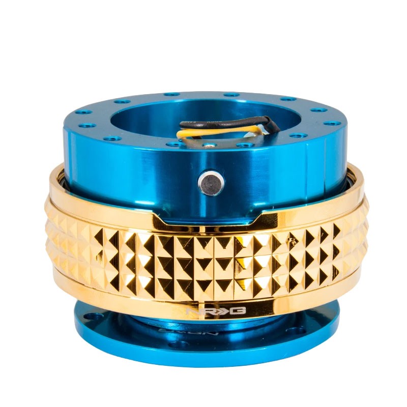 NRG Blue Body/Chrome Gold Ring Gen 2.1 Steering Wheel Quick Release Adapter-Interior-BuildFastCar