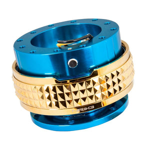NRG Blue Body/Chrome Gold Ring Gen 2.1 Steering Wheel Quick Release Adapter-Interior-BuildFastCar