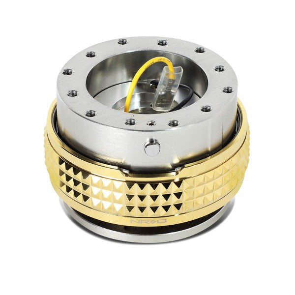 NRG Gunmetal Body/Chrome Gold Ring Gen 2.1 Steering Wheel Quick Release Adapter-Interior-BuildFastCar