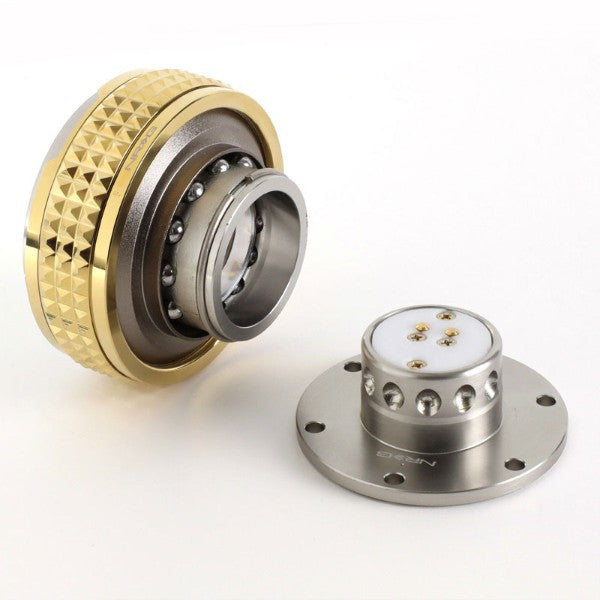 NRG Gunmetal Body/Chrome Gold Ring Gen 2.1 Steering Wheel Quick Release Adapter-Interior-BuildFastCar