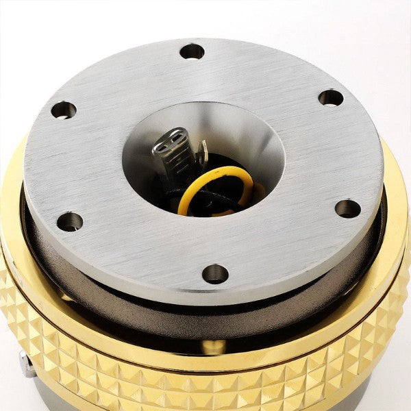 NRG Gunmetal Body/Chrome Gold Ring Gen 2.1 Steering Wheel Quick Release Adapter-Interior-BuildFastCar