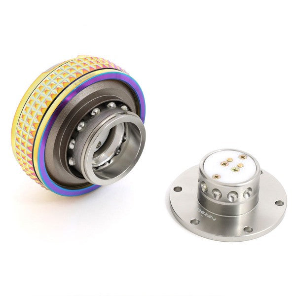 NRG Gunmetal Body/Neo Chrome Ring Gen 2.1 Steering Wheel Quick Release Adapter-Interior-BuildFastCar