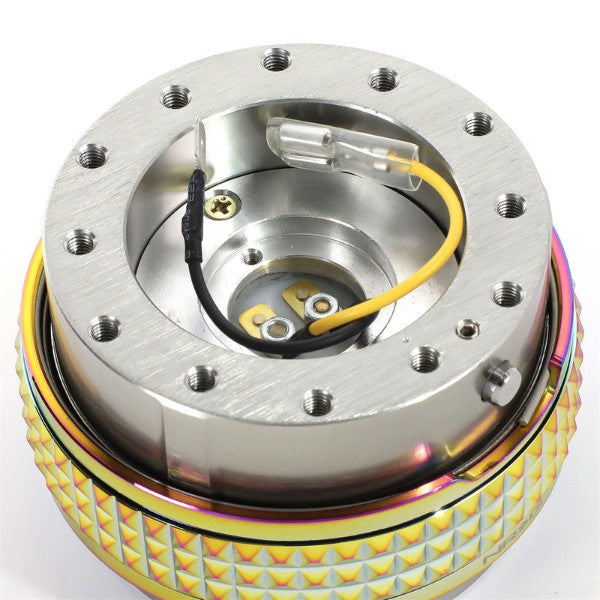 NRG Gunmetal Body/Neo Chrome Ring Gen 2.1 Steering Wheel Quick Release Adapter-Interior-BuildFastCar