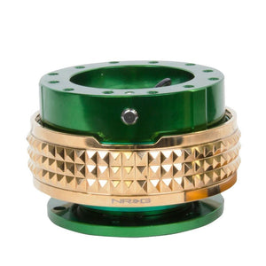 NRG Green Body/Chrome Gold Ring Gen 2.1 Steering Wheel Quick Release Adapter-Interior-BuildFastCar