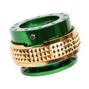 NRG Green Body/Chrome Gold Ring Gen 2.1 Steering Wheel Quick Release Adapter-Interior-BuildFastCar