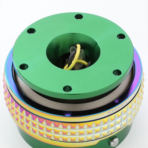 NRG Green Body/Neo Chrome Ring Gen 2.1 Steering Wheel Quick Release Adapter-Interior-BuildFastCar