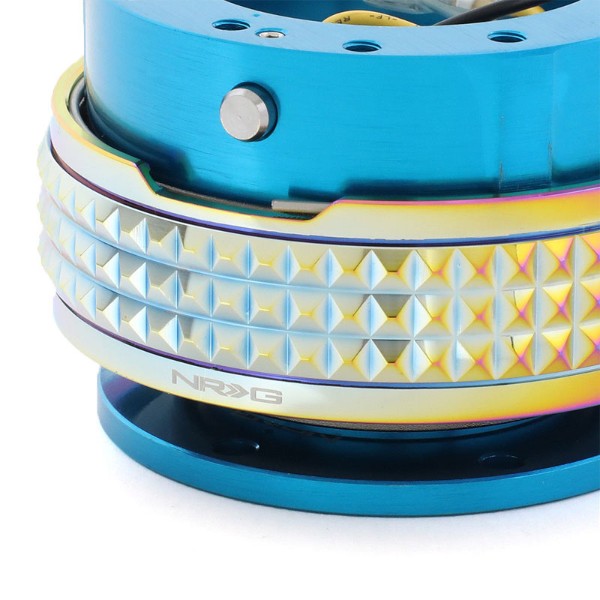 NRG Light Blue Body/Neo Chrome Ring Gen 2.1 Steering Wheel Quick Release Adapter-Interior-BuildFastCar
