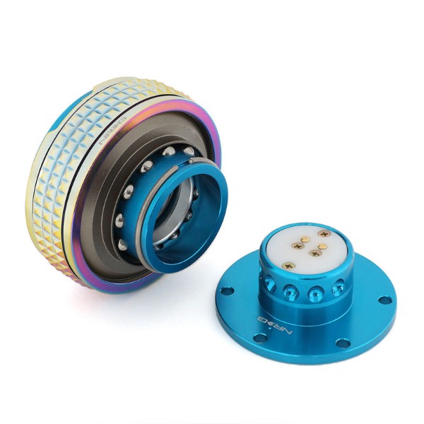 NRG Light Blue Body/Neo Chrome Ring Gen 2.1 Steering Wheel Quick Release Adapter-Interior-BuildFastCar