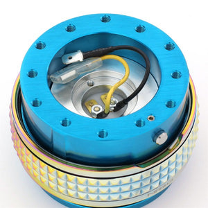 NRG Light Blue Body/Neo Chrome Ring Gen 2.1 Steering Wheel Quick Release Adapter-Interior-BuildFastCar
