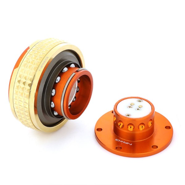 NRG Orange Body/Chrome Gold Ring Gen 2.1 Steering Wheel Quick Release Adapter-Interior-BuildFastCar