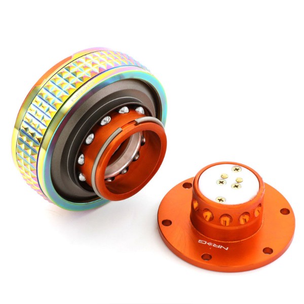 NRG Orange Body/Neo Chrome Ring Gen 2.1 Steering Wheel Quick Release Adapter-Interior-BuildFastCar