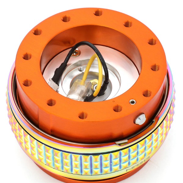 NRG Orange Body/Neo Chrome Ring Gen 2.1 Steering Wheel Quick Release Adapter-Interior-BuildFastCar