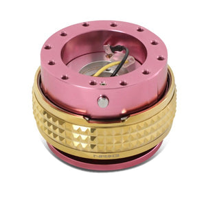 NRG Pink Body/Chrome Gold Ring Gen 2.1 Steering Wheel Quick Release Adapter-Interior-BuildFastCar