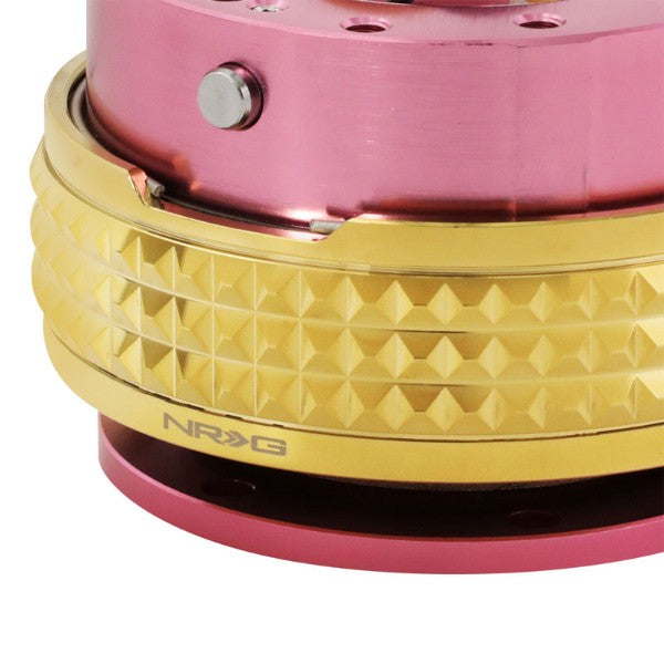 NRG Pink Body/Chrome Gold Ring Gen 2.1 Steering Wheel Quick Release Adapter-Interior-BuildFastCar