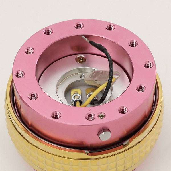 NRG Pink Body/Chrome Gold Ring Gen 2.1 Steering Wheel Quick Release Adapter-Interior-BuildFastCar