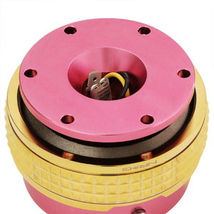 NRG Pink Body/Chrome Gold Ring Gen 2.1 Steering Wheel Quick Release Adapter-Interior-BuildFastCar