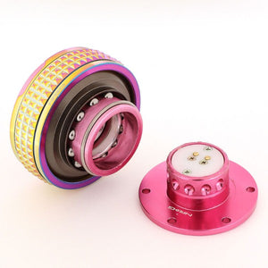 NRG Pink Body/Neo Chrome Ring Gen 2.1 Steering Wheel Quick Release Adapter-Interior-BuildFastCar