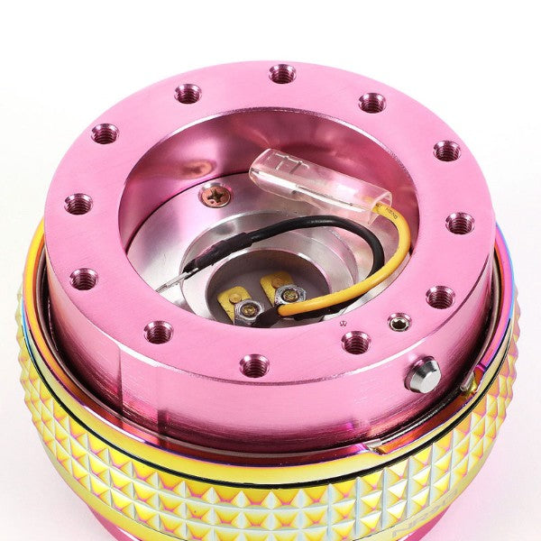 NRG Pink Body/Neo Chrome Ring Gen 2.1 Steering Wheel Quick Release Adapter-Interior-BuildFastCar