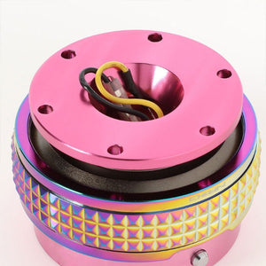 NRG Pink Body/Neo Chrome Ring Gen 2.1 Steering Wheel Quick Release Adapter-Interior-BuildFastCar