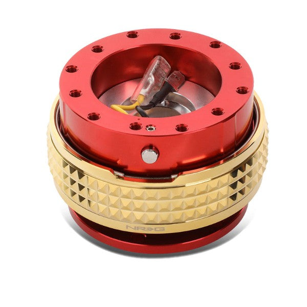 NRG Red Body/Chrome Gold Ring Gen 2.1 Steering Wheel Quick Release Adapter-Interior-BuildFastCar