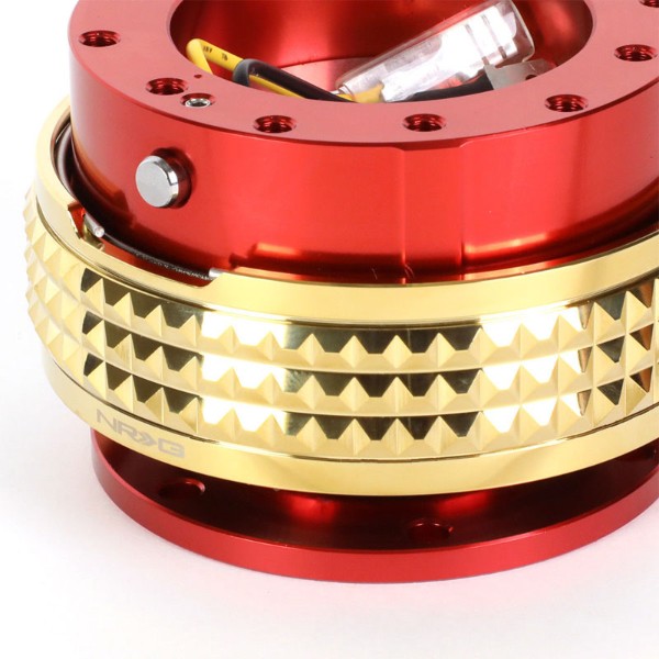 NRG Red Body/Chrome Gold Ring Gen 2.1 Steering Wheel Quick Release Adapter-Interior-BuildFastCar