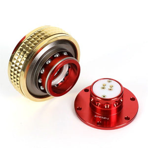 NRG Red Body/Chrome Gold Ring Gen 2.1 Steering Wheel Quick Release Adapter-Interior-BuildFastCar