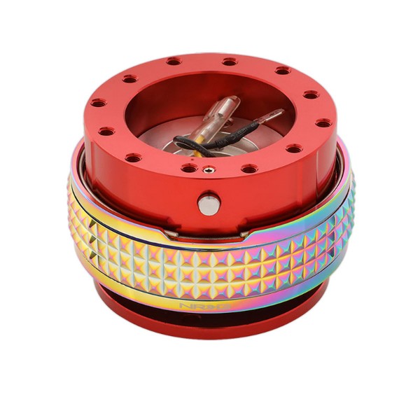 NRG Red Body/Neo Chrome Ring Gen 2.1 Steering Wheel Quick Release Adapter 6-Hole-Interior-BuildFastCar