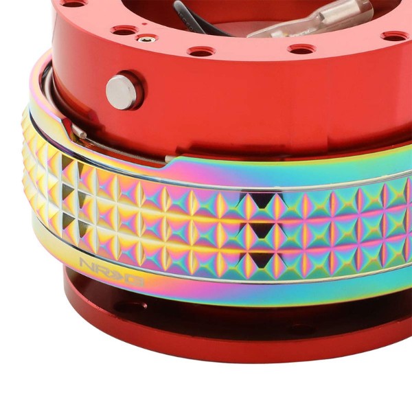 NRG Red Body/Neo Chrome Ring Gen 2.1 Steering Wheel Quick Release Adapter 6-Hole-Interior-BuildFastCar