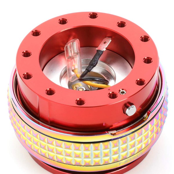 NRG Red Body/Neo Chrome Ring Gen 2.1 Steering Wheel Quick Release Adapter 6-Hole-Interior-BuildFastCar