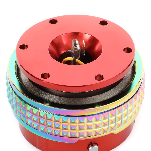 NRG Red Body/Neo Chrome Ring Gen 2.1 Steering Wheel Quick Release Adapter 6-Hole-Interior-BuildFastCar