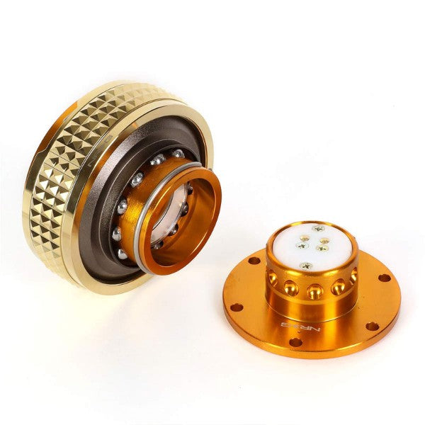 NRG Rose Gold Body/Chrome Gold Ring Gen 2.1 Steering Wheel Quick Release Adapter-Interior-BuildFastCar