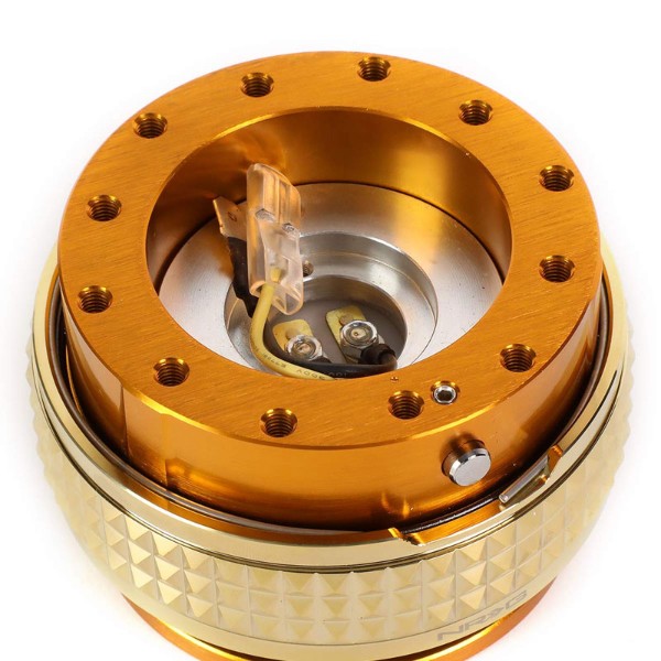 NRG Rose Gold Body/Chrome Gold Ring Gen 2.1 Steering Wheel Quick Release Adapter-Interior-BuildFastCar