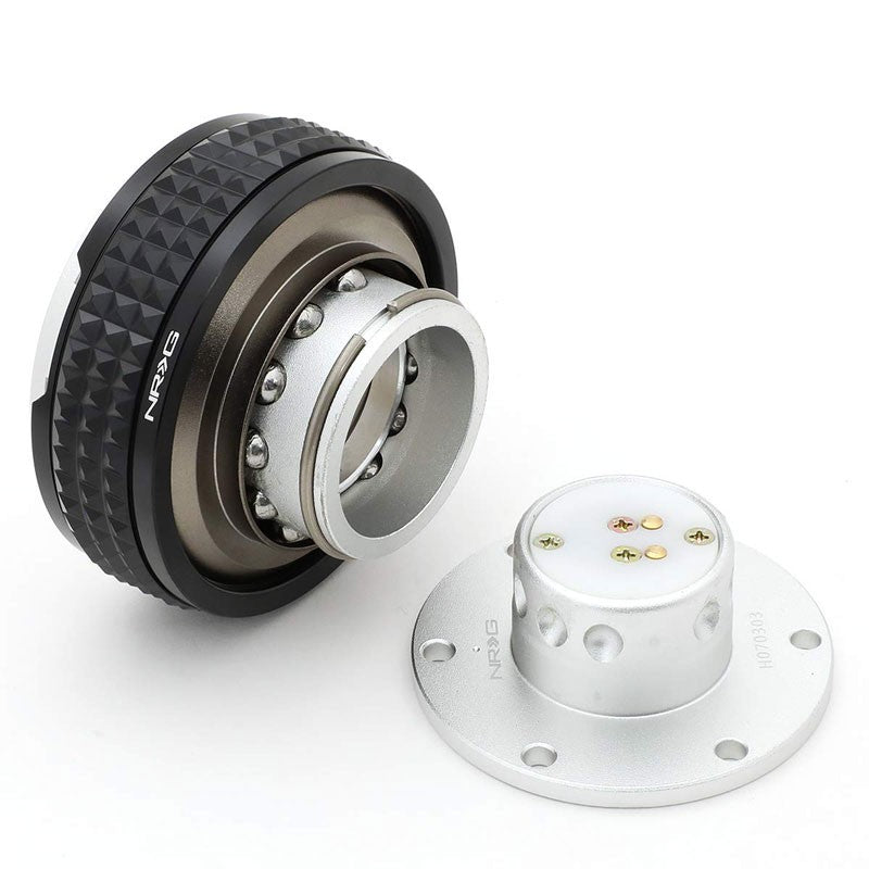 NRG SRK-210SL-BK Gen 2.1 Race Steering Wheel Quick Release Adapter Silver/Black-Steering Wheels & Accessories-BuildFastCar-BFC-NRG-SRK-210SL-BK