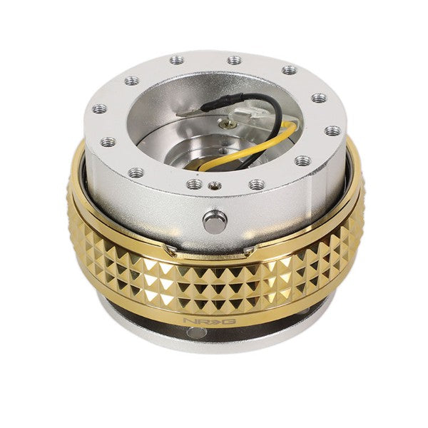 NRG Silver Body/Chrome Glod Ring Gen 2.1 Steering Wheel Quick Release Adapter-Interior-BuildFastCar