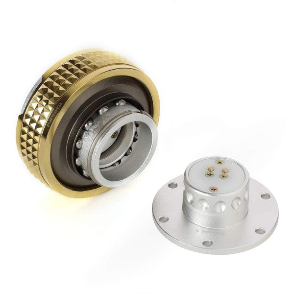 NRG Silver Body/Chrome Glod Ring Gen 2.1 Steering Wheel Quick Release Adapter-Interior-BuildFastCar