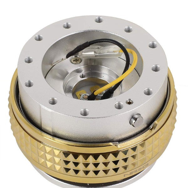 NRG Silver Body/Chrome Glod Ring Gen 2.1 Steering Wheel Quick Release Adapter-Interior-BuildFastCar