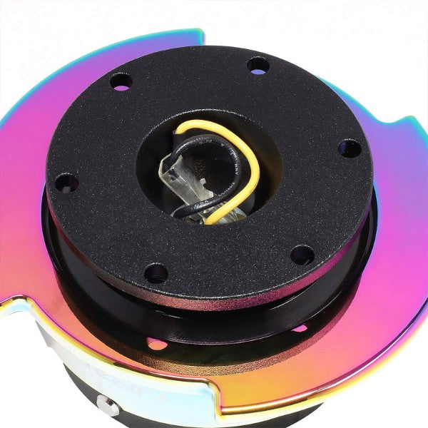 NRG Black Body/Neo Chrome Ring Gen 2.5 Steering Wheel Quick Release Adapter-Interior-BuildFastCar