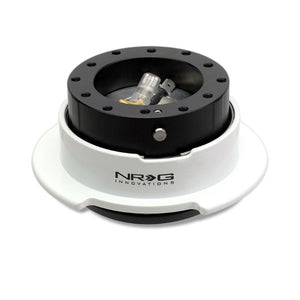 NRG Black Body/White Chrome Ring Gen 2.5 Steering Wheel Quick Release Adapter-Interior-BuildFastCar