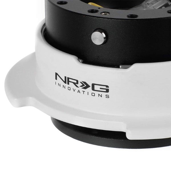 NRG Black Body/White Chrome Ring Gen 2.5 Steering Wheel Quick Release Adapter-Interior-BuildFastCar