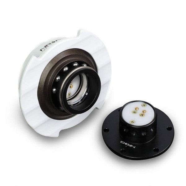 NRG Black Body/White Chrome Ring Gen 2.5 Steering Wheel Quick Release Adapter-Interior-BuildFastCar