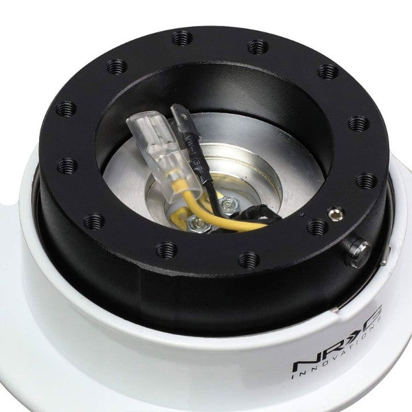 NRG Black Body/White Chrome Ring Gen 2.5 Steering Wheel Quick Release Adapter-Interior-BuildFastCar