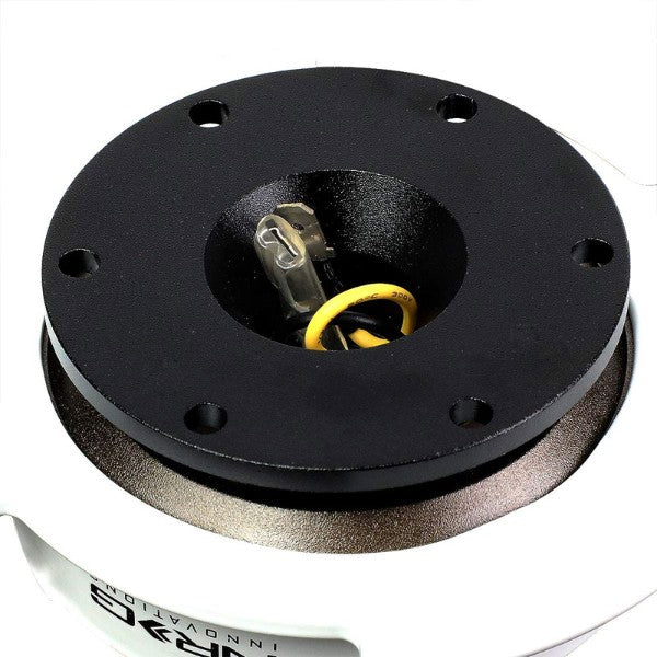 NRG Black Body/White Chrome Ring Gen 2.5 Steering Wheel Quick Release Adapter-Interior-BuildFastCar