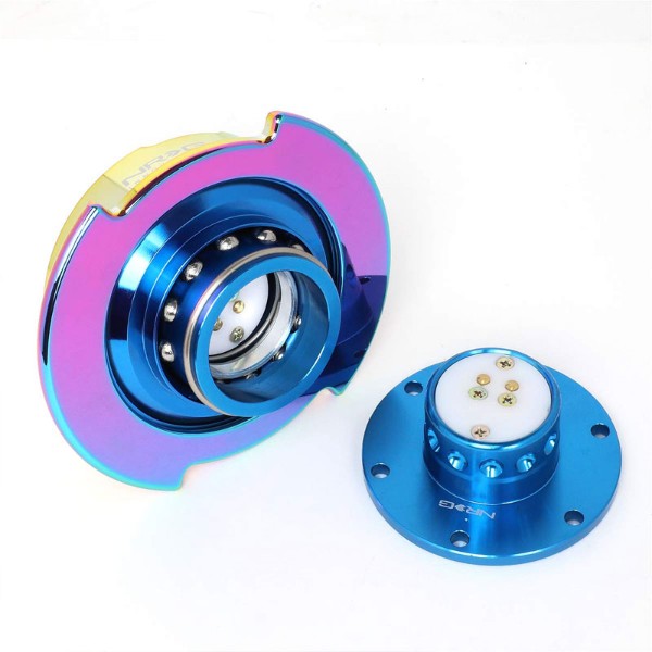 NRG Blue Body/Neo Chrome Ring Gen 2.5 Steering Wheel Quick Release Adapter-Interior-BuildFastCar
