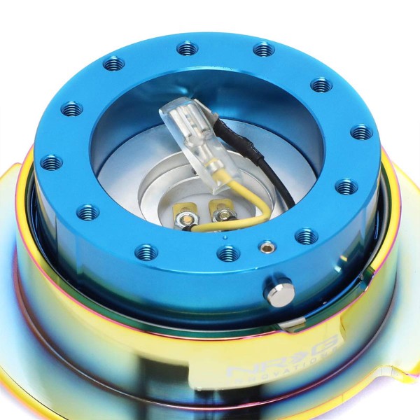 NRG Blue Body/Neo Chrome Ring Gen 2.5 Steering Wheel Quick Release Adapter-Interior-BuildFastCar