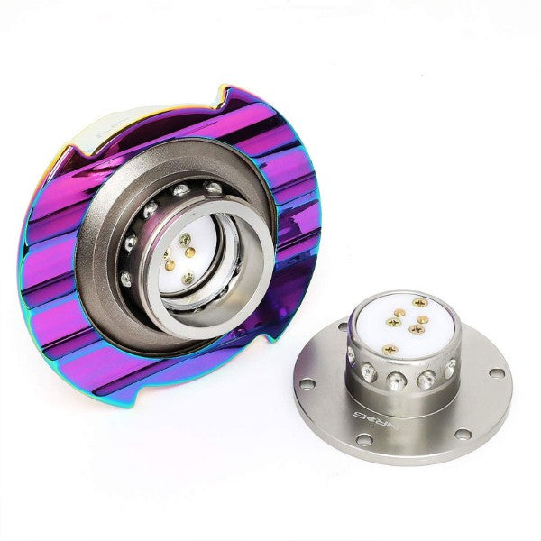 NRG Gunmetal Body/Neo Chrome Ring Gen 2.5 Steering Wheel Quick Release Adapter-Interior-BuildFastCar