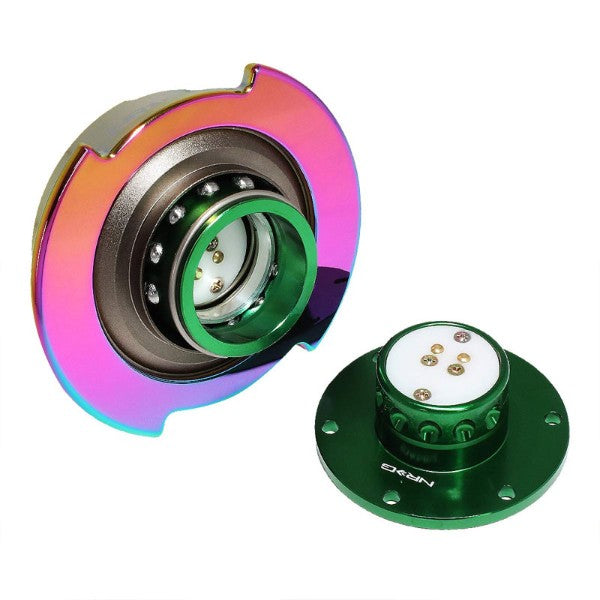 NRG Green Body/Neo Chrome Ring Gen 2.5 Steering Wheel Quick Release Adapter-Interior-BuildFastCar