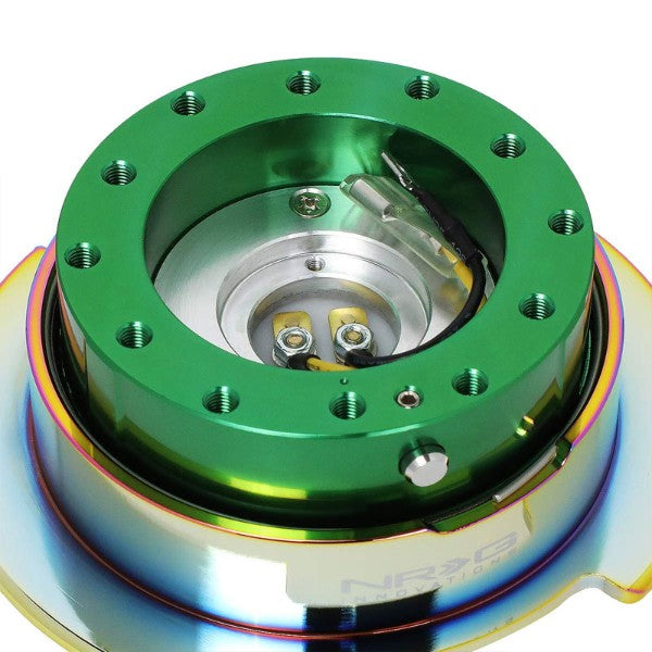 NRG Green Body/Neo Chrome Ring Gen 2.5 Steering Wheel Quick Release Adapter-Interior-BuildFastCar