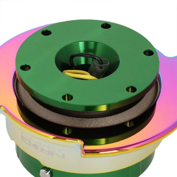 NRG Green Body/Neo Chrome Ring Gen 2.5 Steering Wheel Quick Release Adapter-Interior-BuildFastCar