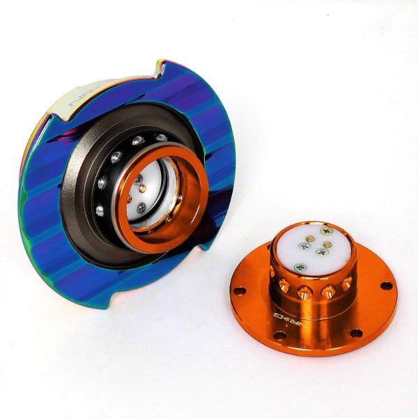 NRG Orange Body/Neo Chrome Ring Gen 2.5 Steering Wheel Quick Release Adapter-Interior-BuildFastCar