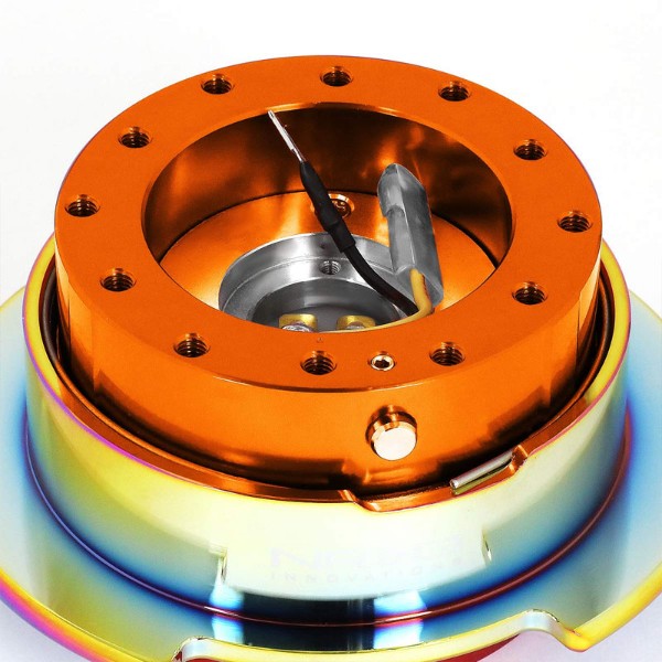 NRG Orange Body/Neo Chrome Ring Gen 2.5 Steering Wheel Quick Release Adapter-Interior-BuildFastCar